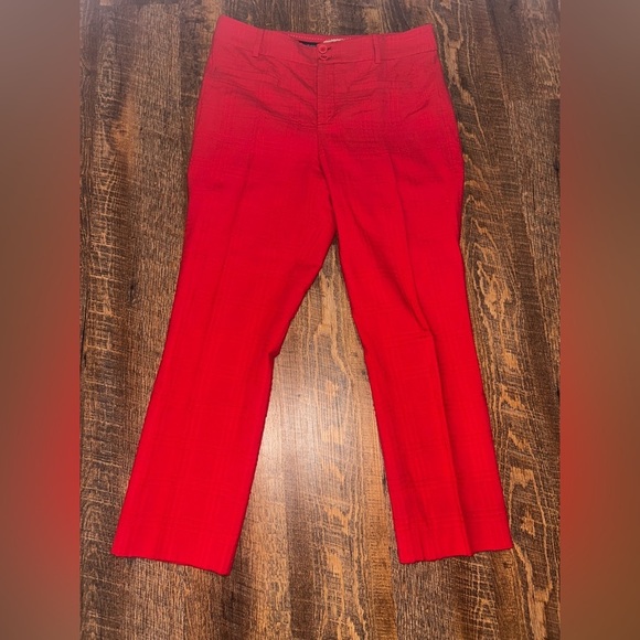 Anthropologie The Essential Slim Red Jacquard Size 8 - Picture 1 of 5